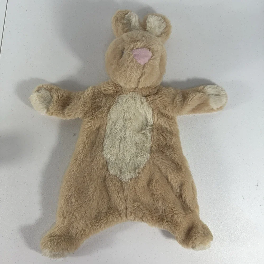 Kellytoy Luxe Bunny Rabbit Plush Security Blanket Tan Lovey Crinkle Easter Plush